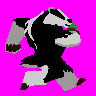 Pixel art animation of a badger and his trusty chamele-gun in motion, created for a game jam competition.