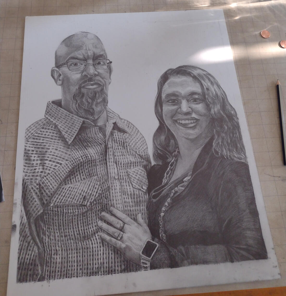 Hand Drawn Portrait for a couple who have been together for 25 years.